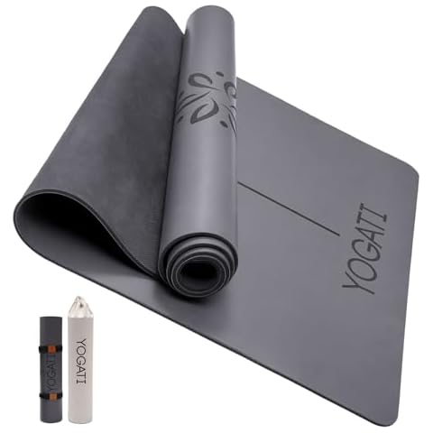 YOGATI Yoga Mat with Yoga Bag and Carry Strap. Non-Slip Rubber Yoga Mat for women and men with Alignment marks. Perfect hot yoga Mat for home workout. Ideal Exercise Mat for Gym, Pilates, and Fitness Cover