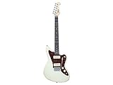 Monoprice Indo Series 6 String Basswood-Body Electric Guitar, Right, White (610885)