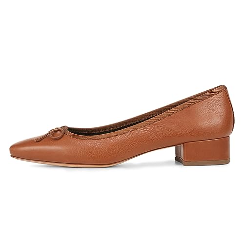 FOWT Women Square Toe Slip On Bowknot Pumps Retro Block Low Heel Moccasins Comfy Daily Casual Shopping Outdoor Street Dress Shoes Size 4-16 US2