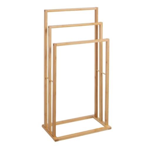 Toallero de bambú Natural para 3 Toallas de baño de 42x24x82cm
