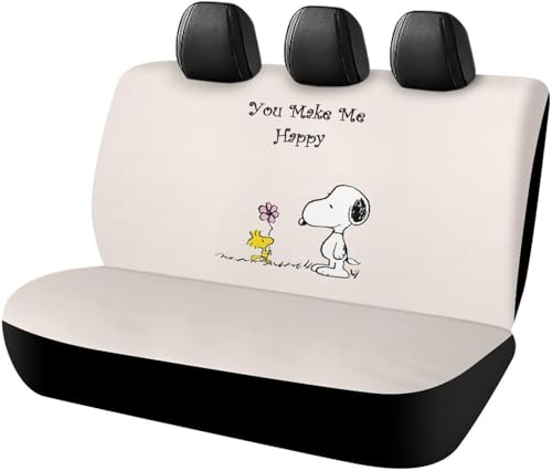 後部座席カバー カーシートカバー ピーナッツ スヌーピー 車用ベンチシート 後席クッションカバー リアシートカバー 軽/普通車/SUV後部座席対応 取付簡単 通気 汚れに強 滑り止め 車シード保護 人気 四季通用