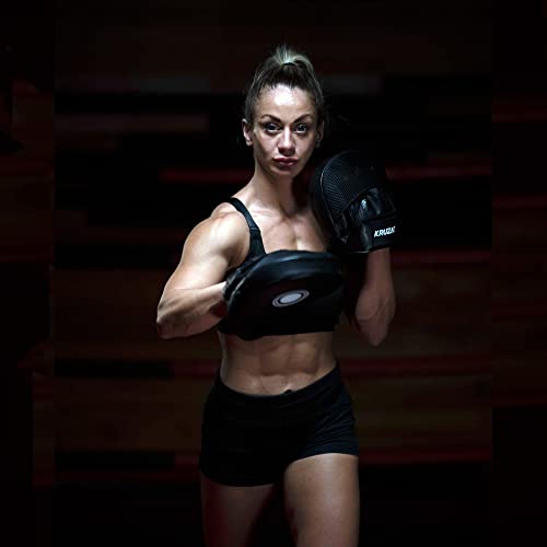 Kruzak Plain Punching Mitts For Muay Thai, Martial Arts, Sparring, Kickboxing & Mma Training - Men & Women Boxing Hook & Jab Focus Pads, Punch Bags Strike Shield And Punching Target (Black) #TOP4