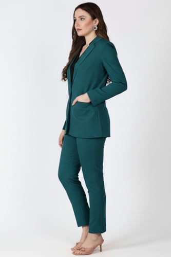 Image of Women's Formal Pantsuit Set, Single Button Blazer with Trousers, Professional Business Attire