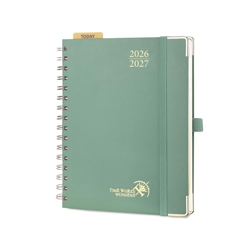 POPRUN 2026-2027 Academic Year Weekly and Monthly Planner Calendar Jul 2026 - Jun 20276.25 x 8.5 Daily Agenda Book & Appointment Book with Hourly Schedule Tabs Hardcover School and Office Supplies - Midnight Green