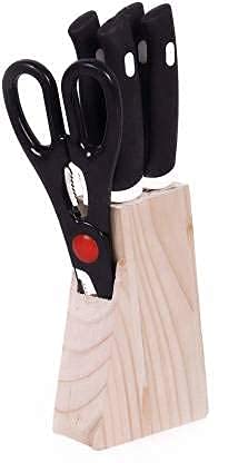 Up Style Enterprise Wood Kitchen Knife Set with Wooden Block and Scissors, Knife Set for Kitchen with Stand, Knife Set for Kitchen use, Knife Holder for Kitchen with Knife 5-Pieces (5 Piece Knife Set)