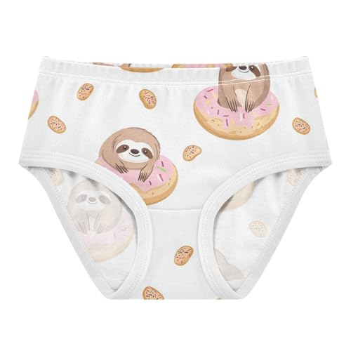 Wusikd Cute Sloths Floating Donut Girls' Underwear Cotton Girls Briefs Soft Toddler Underwear 2T