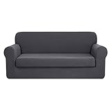 CHUN YI 2-Piece Stretch Polyester and Spandex Rhombus Jacquard Sofa Slipcovers Durable Soft Sofa Cover High Elastic Loveseat Slipcover Easy Fitted 2 Seats Couch Covers (Loveseat, Gray)