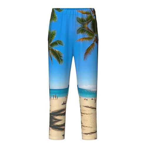 Pajama Pants Pajama Bottoms with Elastic Waistband Sleepwear Lounge PantsBeach Coconut Tree Swimming
