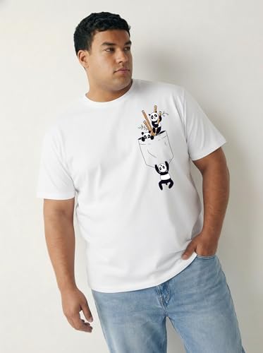 Image of Toodlegram Men's Plus Size Graphic Printed Cotton T-Shirt Casual Round Neck Regular Fit