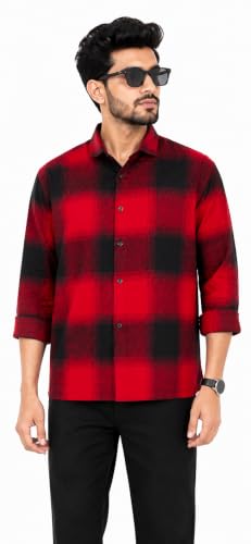 Image of Men's Red & Black Buffalo Check Full Sleeve Casual Shirt