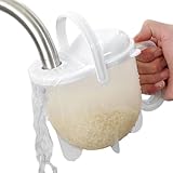 Rice Washer Strainer Bowl with Top Drainer, Microporous Small Colander Washing Bowl Rice Cleaner Strainer Colander for Washing Rice, Multigrain, Beans & Small Grain Food