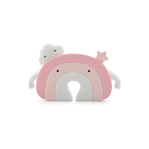 MilkMama Silicone Teething Toy | Sensory Chew Toy for Babies and Toddlers | Cute Rainbow Shaped Teething Toy | BPA Free Safe Silicone Teether (Pink) Cover