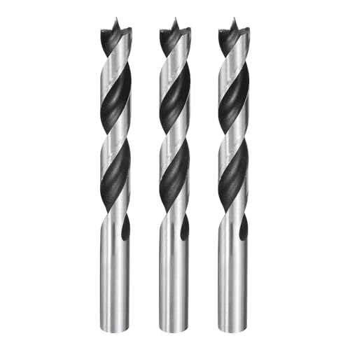 sourcing map Lot de 3 forets hélicoïdaux à pointe ronde droite de 13 mm de diamètre pour bois tendre, bois dur, contreplaqué, plastique, caoutchouc, argenté