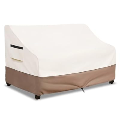 SoloToo Patio Furniture Covers Waterproof 2-Seater Sofa Cover,58 Inshes Outdoor Couch Cover,Patio Loveseat Cover (Beige)