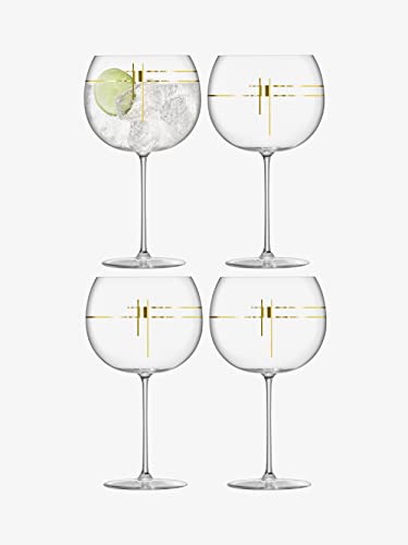 Set de 4 vasos balloon con decoración dorada 650 ml