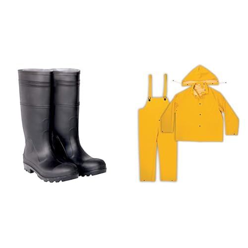 Best Overall Work Boots: Top Picks for Durability & Comfort 15 Custom Leathercraft Men's Black Soft Toe Work Boots Size 10 with Yellow Large Bib Overalls Workwear Set