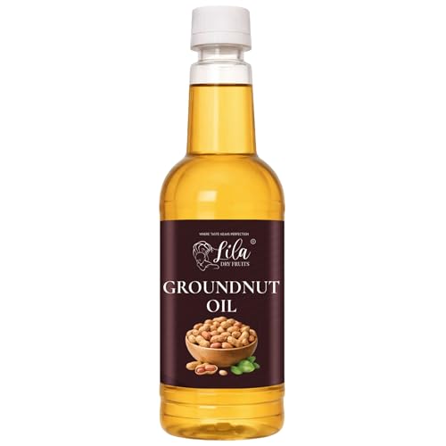 Image of LILA DRY FRUITS Groundnut Oil 750 ML Cold Pressed Peanut Oil for Cooking Natural Moongfali ka Tel for Frying, Tadka & Daily Kitchen Use, Kacchi Ghani Cholesterol Free Ground Nut Oil Chemical-Free