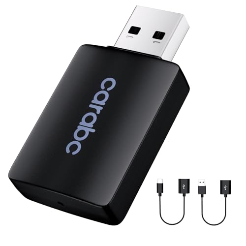 Wireless CarPlay Adapter for iPhone,Convert Wired to Wireless CarPlay Dongle,Latency CarPlay Wilreless Adapter,Plug and Play with Extension Cable USB & USB-C/Type-C (Black)