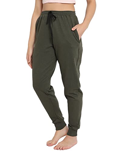 Image of Clovia Women's Chic Basic Cuffed Joggers Pyjama in Grey