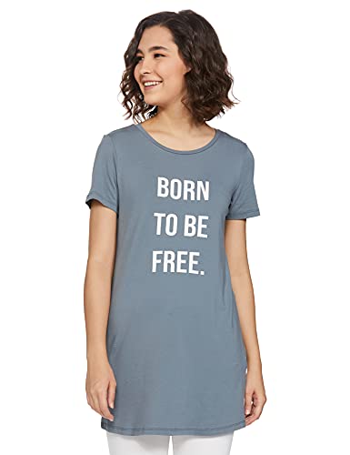 Image of Amazon Brand - Symbol Women's Cotton Stretch Half Sleeve Round Neck Regular Fit T-Shirt (Tunic Length)