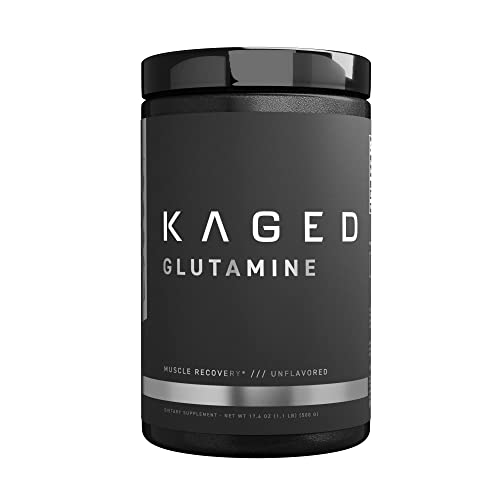 KAGED MUSCLE, L-Glutamine Powder 500 Gram, Vegan, Support Muscle Recovery, Post Workout, Glutamine, Banned-Substance Free, Unflavored, 100 Servings