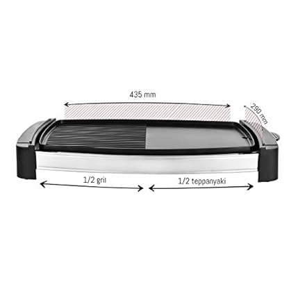 Venga! Teppanyaki Tischgrill, großer Kochbereich mit gerippter Grilloberfläche, einstellbarer Temperaturregelung, 2000 W… – Bild 4