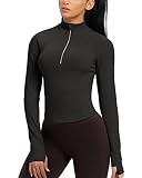 colorskin Women's Cropped Athletic Jackets Half Zip Pullover Long Sleeve Workout Shirts Crop Tops fo