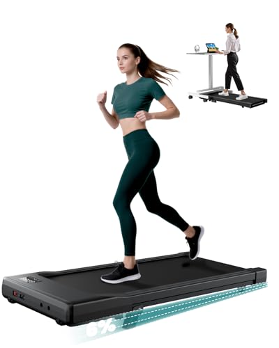 DeerRun Under Desk Walking Pad Treadmill for Home Office & Small Spaces 6% Manual Incline 0.63.8 MPH Walking Speed 2.5 HP 300 lb Capacity App & Remote Control