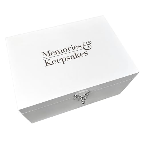Memories & Keepsakes Engraved Storage Box | White Wooden Memory Box | Reusable Storage Box |Memorial Keepsake Box | Any Occasion Memory Box | 22cm x 15cm x 10cm