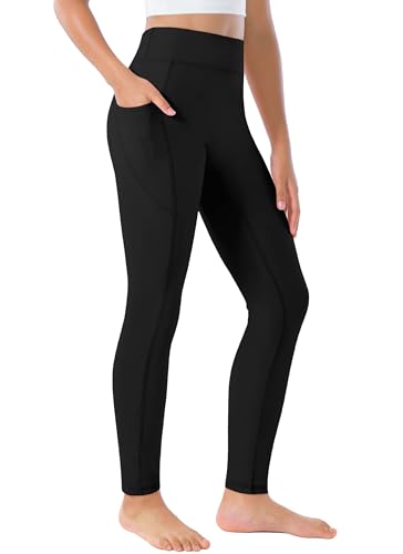 Yitoco Girls Black Leggings with Pockets Athletic High Waisted Kids Workout Dance Running Yoga Pants (Black 11-12 Years YOYPG03-B-150)