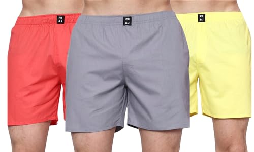 Image of PB & J Men's Cotton Boxers Pack of 3 | Premium Bottom wear | Boxer Shorts for Men | (Assorted Boxers- Colors May Vary)