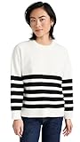 English Factory Women's Stripe Round Neck Sweater, Ivory/Black, M