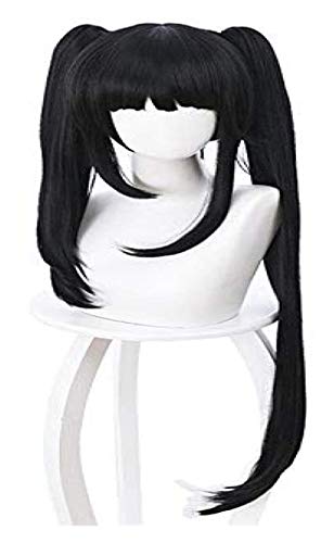 RTUTUR Tokisaki Kurumi Cosplay Wig for Women Long Straight Synthetic Hair 100cm Claw Clip Ponytail Costume Party Wig Black Claw Clip-Claw Clip Ponytail