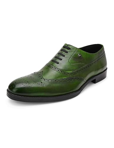Image of Monte Carlo Mens Solid Lace Up Genuine Leather Formal Brogue Shoes (201826FW)