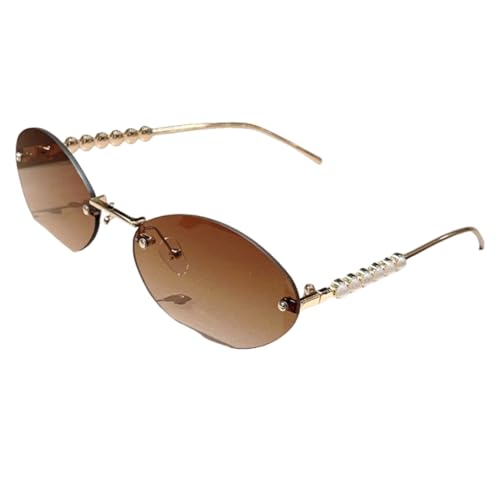 Lunettes de soleil ovales vintage en alliage pour femme avec verres dégradés chic