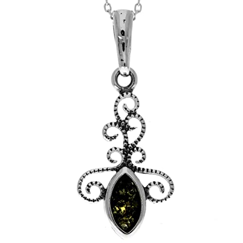 Pendentif en ambre de la Baltique et argent 925 véritable d'exception