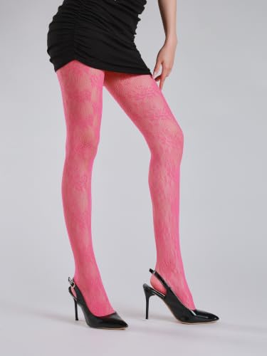 Image of TBFT Guling one pair sexy black or hot pink stockings pantyhose fishnet tights lace leggings for women Christmas rose pattern