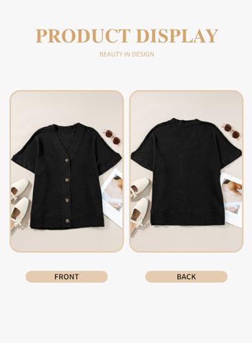 Eytino Womens Plus Size Tops Casual V Neck Short Sleeve Waffle Knit Button Down Shirts(1X-5X)4