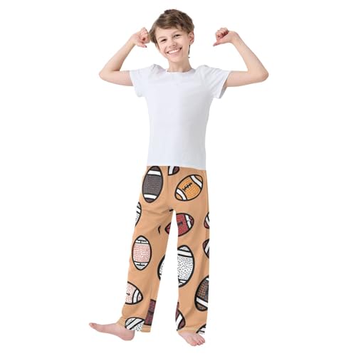 ZZXXB Cartoon Football Boys Long Pants Soft Trousers Elastic Waist Kids Lounge Bottoms with Pockets S-XL3