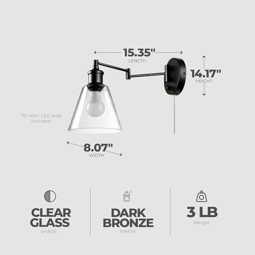 Image of Globe Electric Company 65392 1 Light Plug in Sconce, Dark Bronze
