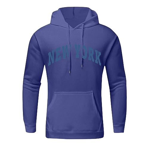 Ymosrh Men's Hoodie Pullover Long Sleeve Letter Print Casual Hooded Sweatshirt Streetwear, M-3XL3