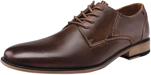 Image of Jousen Men's Dress Shoes Leather Classic Formal Mens Oxfords Retro Derby Oxford