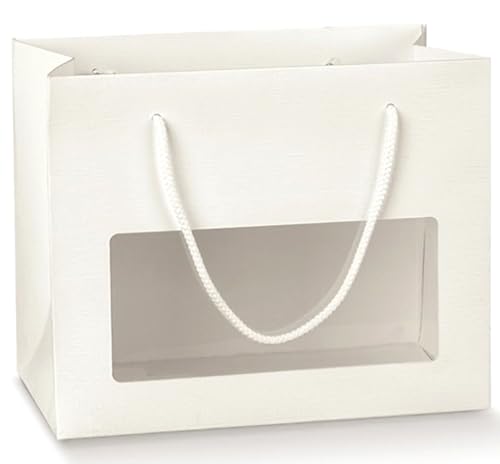 Sac mariage blanc fibre pochette cadeau avec fenêtre pvc lot de 10 pièces 29633