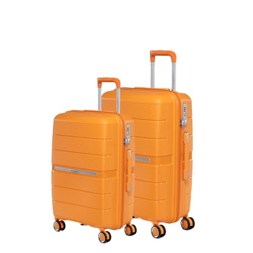 Image of Maleta Pearl Cabin and Check-in Medium| 100% Unbreakable Polypropylene Hardcase Luggage, TSA Lock,Anti-Theft Zipper| Trolley Bags for Travel | Suitcase (Set of 2 (Small+Medium), Orange)