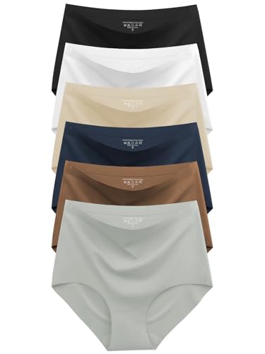 Image of Cuweni Womens Underwear Seamless High Waisted Briefs Silky Stretch No Show Breathable Full Coverage Ladies Panties 6 Pack