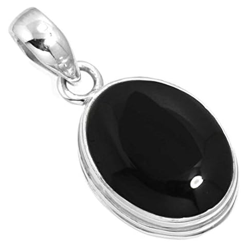 JEWELOPORIUM 925 Silver Pendant for Women Genuine Black Onyx Gemstone Costume Silver Pendant Necklace Friendship Day Gift Vintage Jewelry Cover