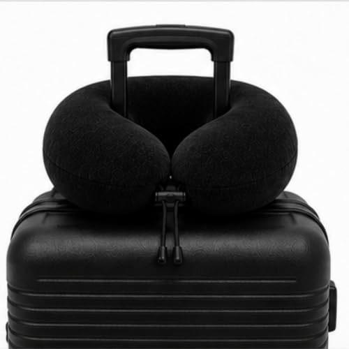 Image of Black Travel Neck Cushion | Adjustable Thread Lock U Shape Neck Pillow | Soft Thread Fabric with Premium Neck Rest Pillow