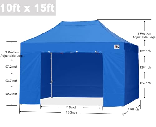 Image of ABCCANOPY Commercial Pop Up Canopy Tent with Sidewalls 10X15,Royal Blue