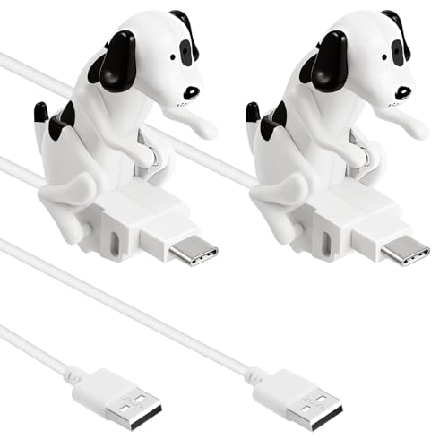 Frienda 2 Pcs Dog Charging Cable Graduation Season Gifts Presents Smartphone USB Data Transmission Dog Cable for Charging of Phones Only Compatible with Type-c(White Spot Style)