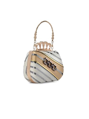Image of TOOBA Handicraft Pearl Embroidered Clutch Purse For Women with Trendy Design 4-ring Handle & Tassel